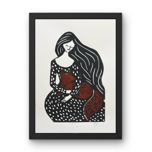 LITTLE FOX / VOSJE - original linocut print