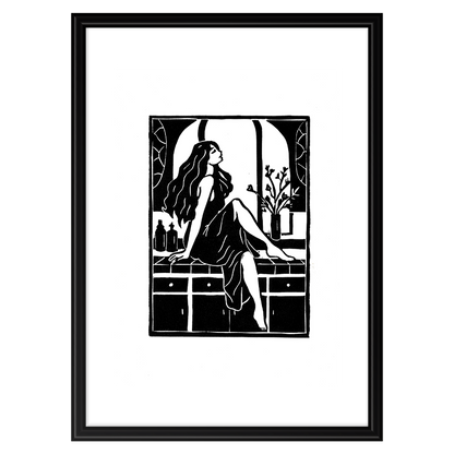 KITCHEN CLOSED - original linocut print
