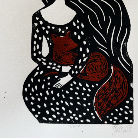 LITTLE FOX / VOSJE - original linocut print