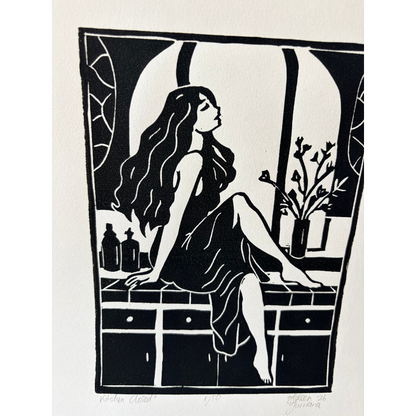 KITCHEN CLOSED - original linocut print