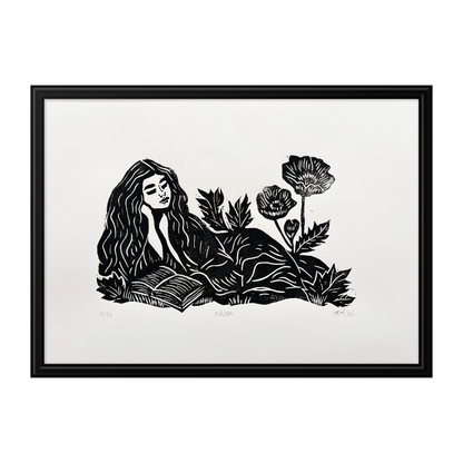 DOING NOTHING / NIKSEN - original linocut print