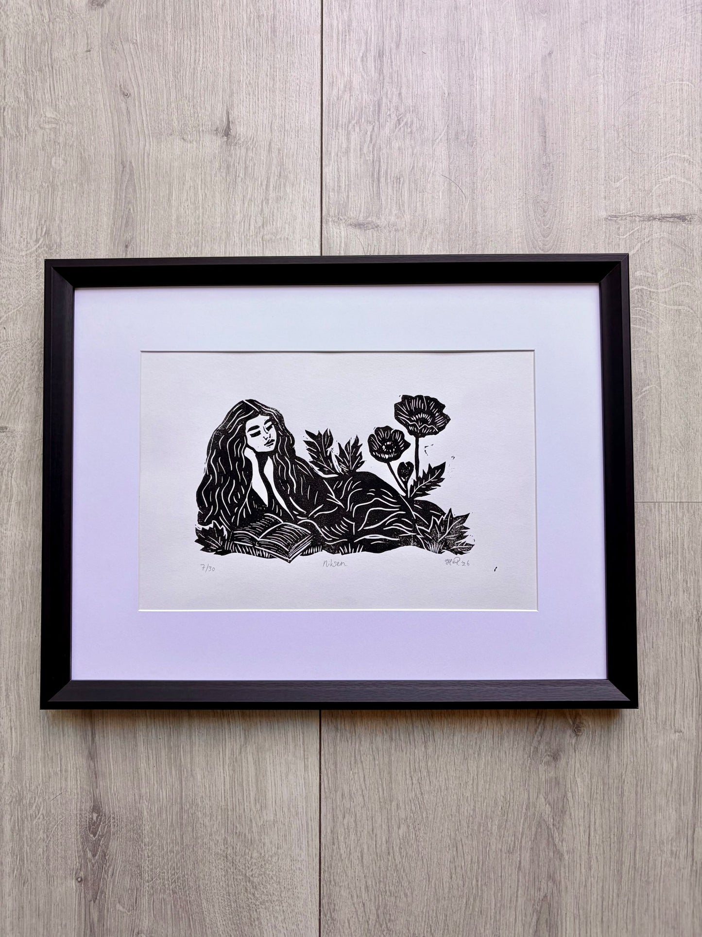DOING NOTHING / NIKSEN - original linocut print