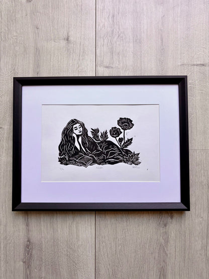 DOING NOTHING / NIKSEN - original linocut print