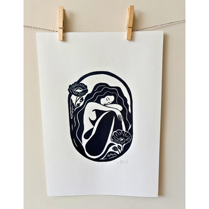 BRING ME SILENCE - original linocut print