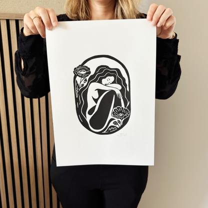 BRING ME SILENCE - original linocut print